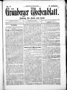 Grünberger Wochenblatt: Zeitung für Stadt und Land, No.71. ( 13. Juni 1908 )