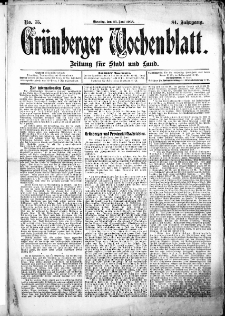 Grünberger Wochenblatt: Zeitung für Stadt und Land, No.75. ( 23. Juni 1908 )