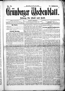 Grünberger Wochenblatt: Zeitung für Stadt und Land, No.76. ( 25. Juni 1908 )