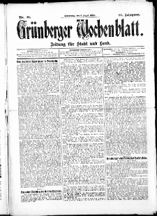 Grünberger Wochenblatt: Zeitung für Stadt und Land, No.94. ( 6. August 1908 )