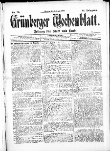 Grünberger Wochenblatt: Zeitung für Stadt und Land, No.96. ( 11. August 1908 )