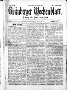 Grünberger Wochenblatt: Zeitung für Stadt und Land, No.109. ( 10. September 1908 )