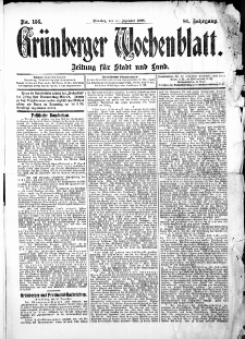 Grünberger Wochenblatt: Zeitung für Stadt und Land, No.156. ( 29. Dezember 1908 )