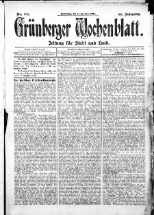 Grünberger Wochenblatt: Zeitung für Stadt und Land, No.157. ( 31. Dezember 1908 )