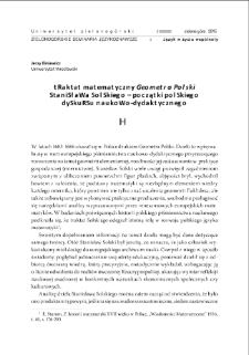 Traktat matematyczny "Geometra Polski" Stanisława Solskiego - początki polskiego dyskursu naukowo-dydaktycznego = The Mathematical Treaty "Geometra Polski" by Solski - the beginnings of Polish scientific discourse