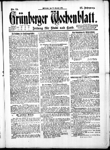 Grünberger Wochenblatt: Zeitung für Stadt und Land, No. 15. ( 19. Januar 1921 )