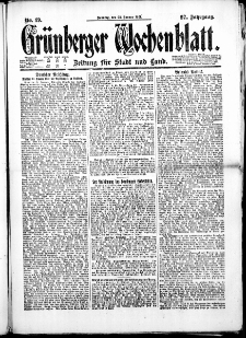 Grünberger Wochenblatt: Zeitung für Stadt und Land, No. 19. ( 23. Januar 1921 )