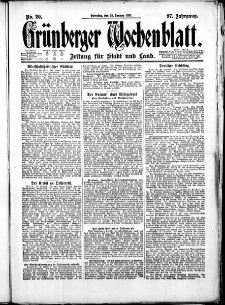 Grünberger Wochenblatt: Zeitung für Stadt und Land, No. 20. ( 25. Januar 1921 )
