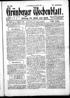 Grünberger Wochenblatt: Zeitung für Stadt und Land, No. 30. ( 5. Februar 1921 )