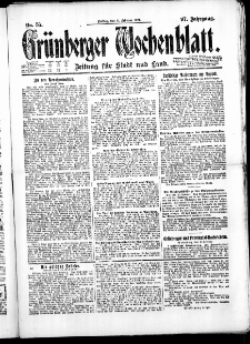 Grünberger Wochenblatt: Zeitung für Stadt und Land, No. 35. ( 11. Februar 1921 )