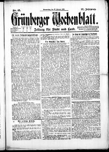 Gr&uuml;nberger Wochenblatt: Zeitung f&uuml;r Stadt und Land, No. 40. ( 17. Februar 1921 )
