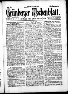 Grünberger Wochenblatt: Zeitung für Stadt und Land, No. 41. ( 18. Februar 1921 )