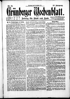 Grünberger Wochenblatt: Zeitung für Stadt und Land, No. 44. ( 22. Februar 1921 )