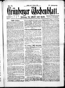 Grünberger Wochenblatt: Zeitung für Stadt und Land, No. 47. ( 25. Februar 1921 )