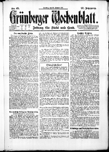 Grünberger Wochenblatt: Zeitung für Stadt und Land, No. 49. ( 27. Februar 1921 )