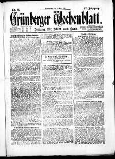 Grünberger Wochenblatt: Zeitung für Stadt und Land, No. 52. ( 3. März 1921 )