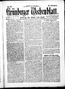 Grünberger Wochenblatt: Zeitung für Stadt und Land, No. 54. ( 3. März 1921 )
