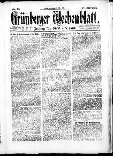 Gr&uuml;nberger Wochenblatt: Zeitung f&uuml;r Stadt und Land, No. 60. ( 12. M&auml;rz 1921 )