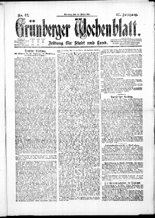 Grünberger Wochenblatt: Zeitung für Stadt und Land, No. 62. ( 15. März 1921 )
