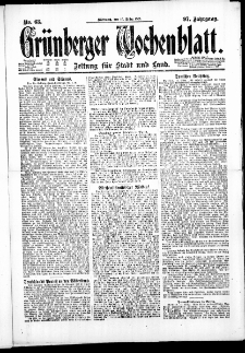 Gr&uuml;nberger Wochenblatt: Zeitung f&uuml;r Stadt und Land, No. 63. ( 16. M&auml;rz 1921 )