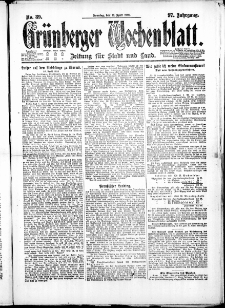Grünberger Wochenblatt: Zeitung für Stadt und Land, No. 89. ( 17. April 1921 )