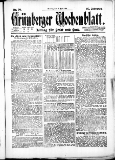 Grünberger Wochenblatt: Zeitung für Stadt und Land, No. 90. ( 19. April 1921 )