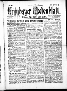 Grünberger Wochenblatt: Zeitung für Stadt und Land, No. 97. ( 27. April 1921 )