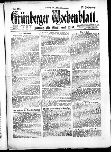 Grünberger Wochenblatt: Zeitung für Stadt und Land, No. 101. ( 1. Mai 1921 )