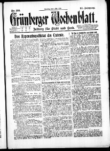 Grünberger Wochenblatt: Zeitung für Stadt und Land, No. 106. ( 8. Mai 1921 )