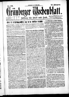 Grünberger Wochenblatt: Zeitung für Stadt und Land, No. 108. ( 11. Mai 1921 )