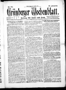 Grünberger Wochenblatt: Zeitung für Stadt und Land, No. 114. ( 19. Mai 1921 )