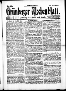 Grünberger Wochenblatt: Zeitung für Stadt und Land, No. 123. ( 29. Mai 1921 )
