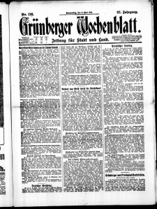 Grünberger Wochenblatt: Zeitung für Stadt und Land, No. 126. ( 2. Juni 1921 )