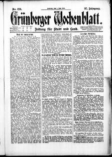 Grünberger Wochenblatt: Zeitung für Stadt und Land, No. 129. ( 5. Juni 1921 )
