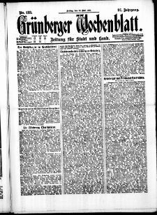 Gr&uuml;nberger Wochenblatt: Zeitung f&uuml;r Stadt und Land, No. 133. ( 10. Juni 1921 )