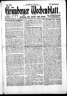 Gr&uuml;nberger Wochenblatt: Zeitung f&uuml;r Stadt und Land, No. 134. ( 11. Juni 1921 )