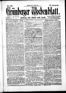 Grünberger Wochenblatt: Zeitung für Stadt und Land, No. 136. ( 14. Juni 1921 )