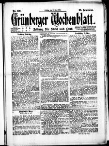 Grünberger Wochenblatt: Zeitung für Stadt und Land, No. 139. ( 17. Juni 1921 )