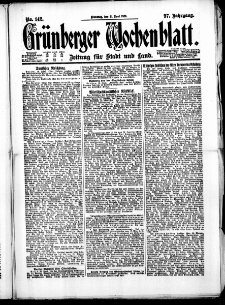 Grünberger Wochenblatt: Zeitung für Stadt und Land, No. 142. ( 21. Juni 1921 )