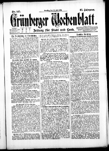 Grünberger Wochenblatt: Zeitung für Stadt und Land, No. 147. ( 26. Juni 1921 )