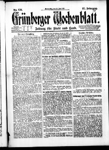 Grünberger Wochenblatt: Zeitung für Stadt und Land, No. 150. ( 30. Juni 1921 )