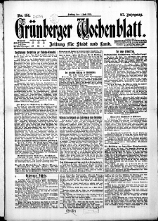Grünberger Wochenblatt: Zeitung für Stadt und Land, No. 151. ( 1. Juli 1921 )