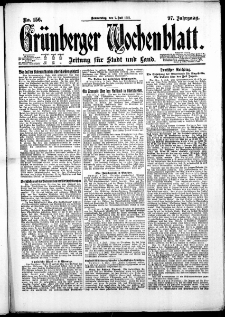 Grünberger Wochenblatt: Zeitung für Stadt und Land, No. 156. ( 7. Juli 1921 )