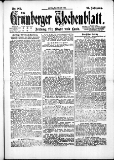 Gr&uuml;nberger Wochenblatt: Zeitung f&uuml;r Stadt und Land, No. 163. ( 15. Juli 1921 )
