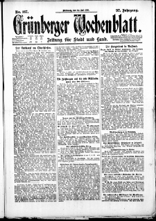 Grünberger Wochenblatt: Zeitung für Stadt und Land, No. 167. ( 20. Juli 1921 )
