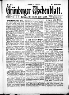 Grünberger Wochenblatt: Zeitung für Stadt und Land, No. 170. ( 23. Juli 1921 )