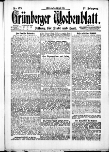 Grünberger Wochenblatt: Zeitung für Stadt und Land, No. 173. ( 27. Juli 1921 )