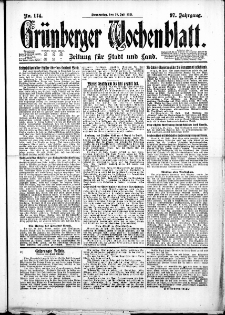 Grünberger Wochenblatt: Zeitung für Stadt und Land, No. 174. ( 28. Juli 1921 )