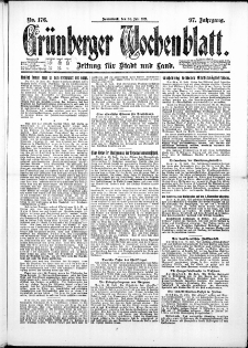 Grünberger Wochenblatt: Zeitung für Stadt und Land, No. 176. ( 30. Juli 1921 )