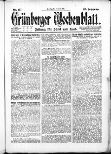 Grünberger Wochenblatt: Zeitung für Stadt und Land, No. 177. ( 31. Juli 1921 )